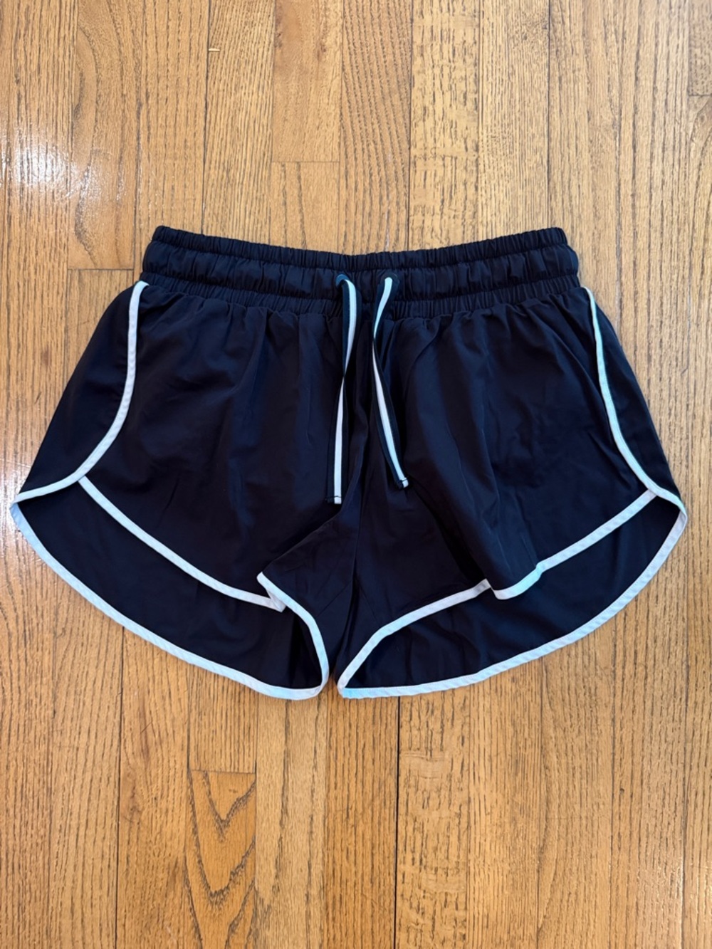 Thrive Societe Women’s Black Athletic Shorts with White Trim & Drawstring Medium